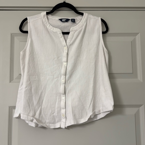 Lands end white button up tank top - Picture 1 of 2